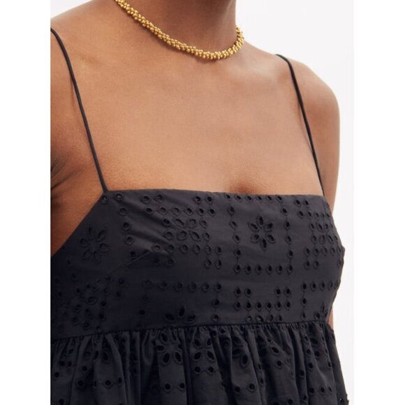 Matteau Broderie-anglaise Organic-cotton Poplin Dress in Black, size "5" - Picture 3 of 10